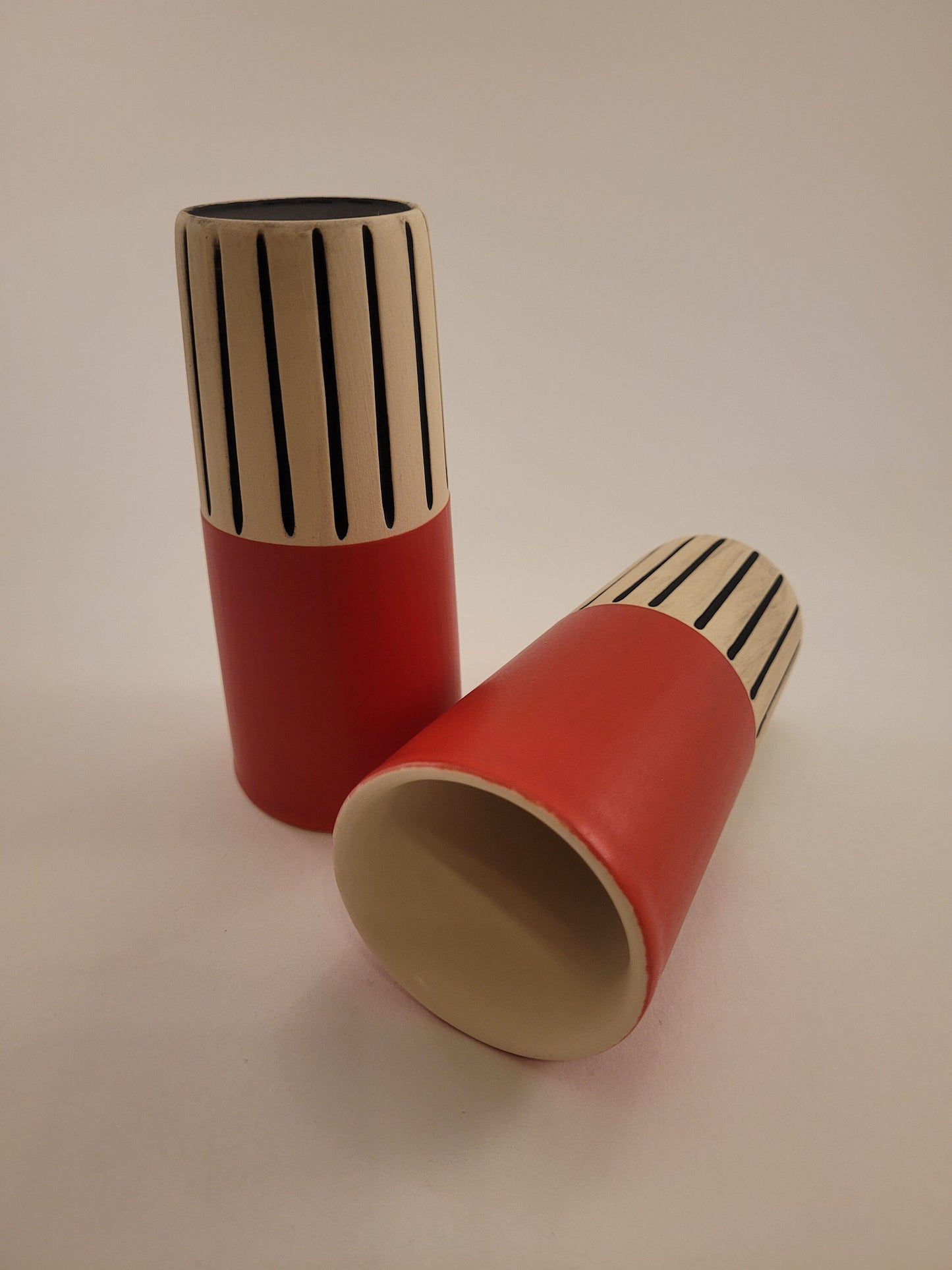 Modern handmade ceramic tumblers set, slip casted ceramic cup set, 8oz