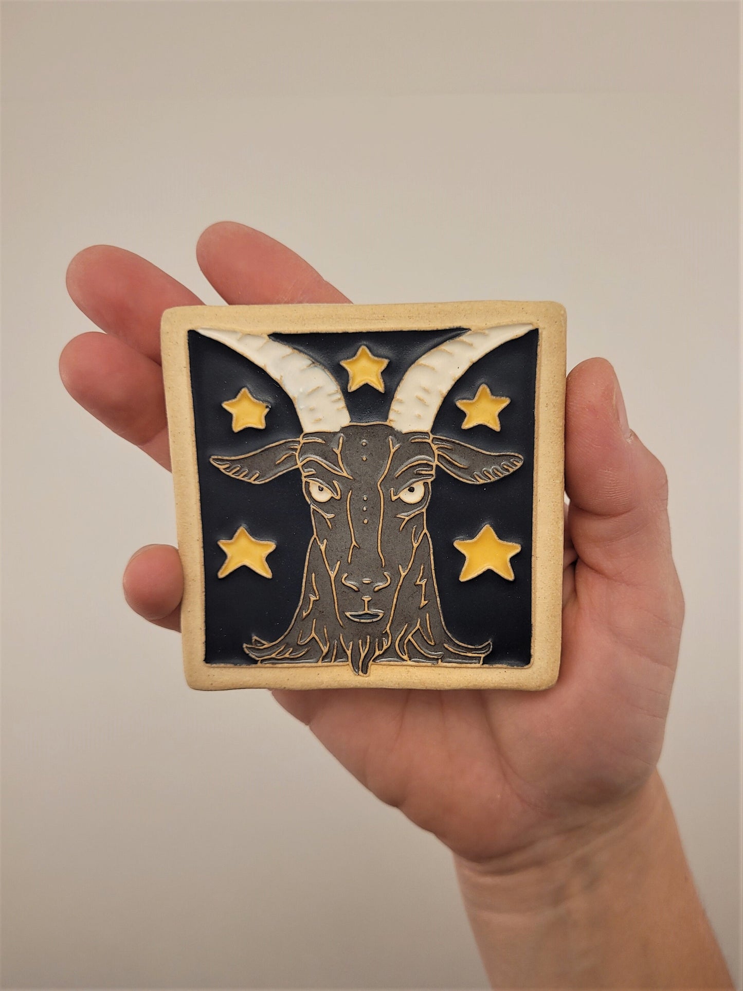 Capricorn, Astrology tile, Handmade ceramic tile