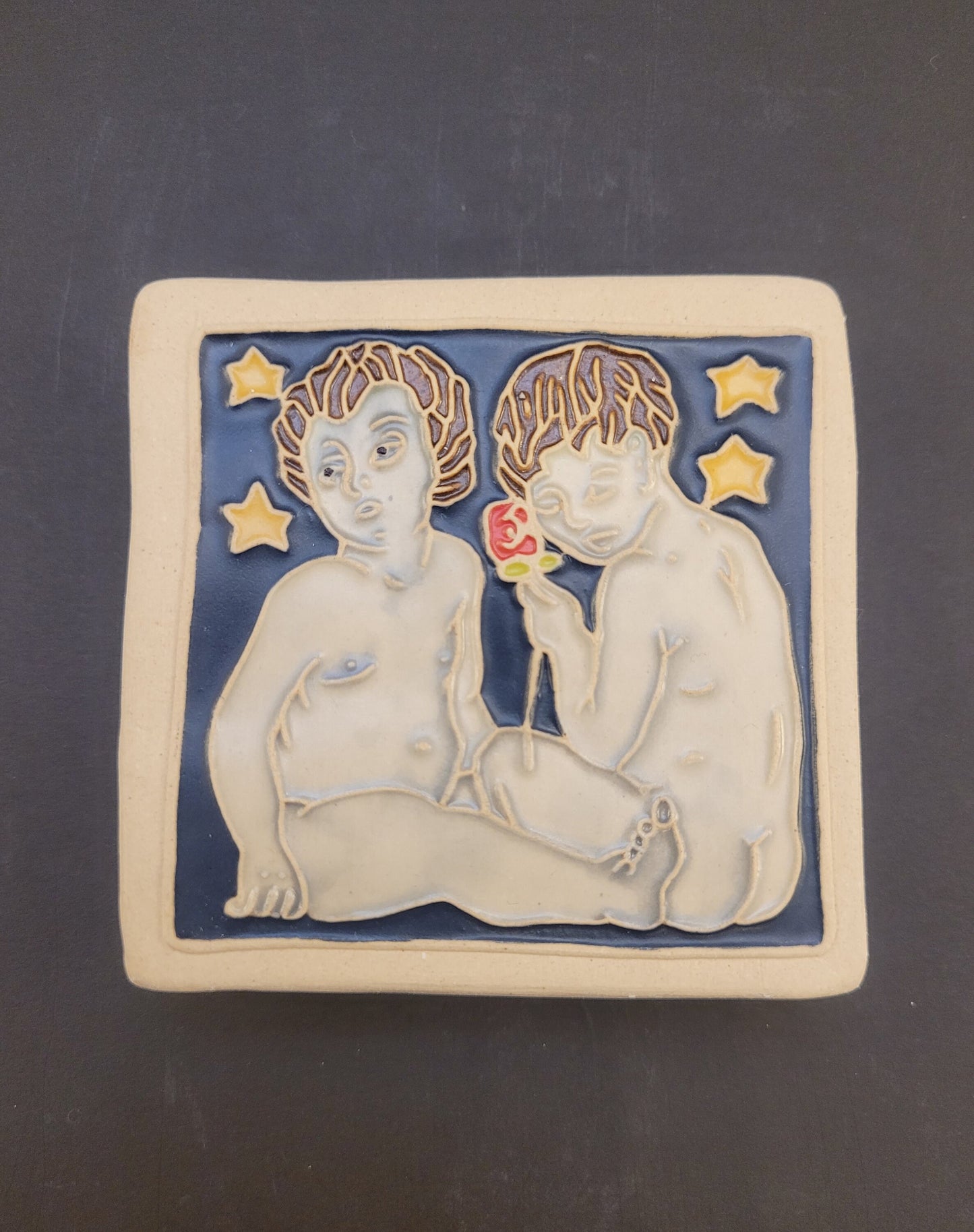 Gemini - Astrology tile, Handmade ceramic tile