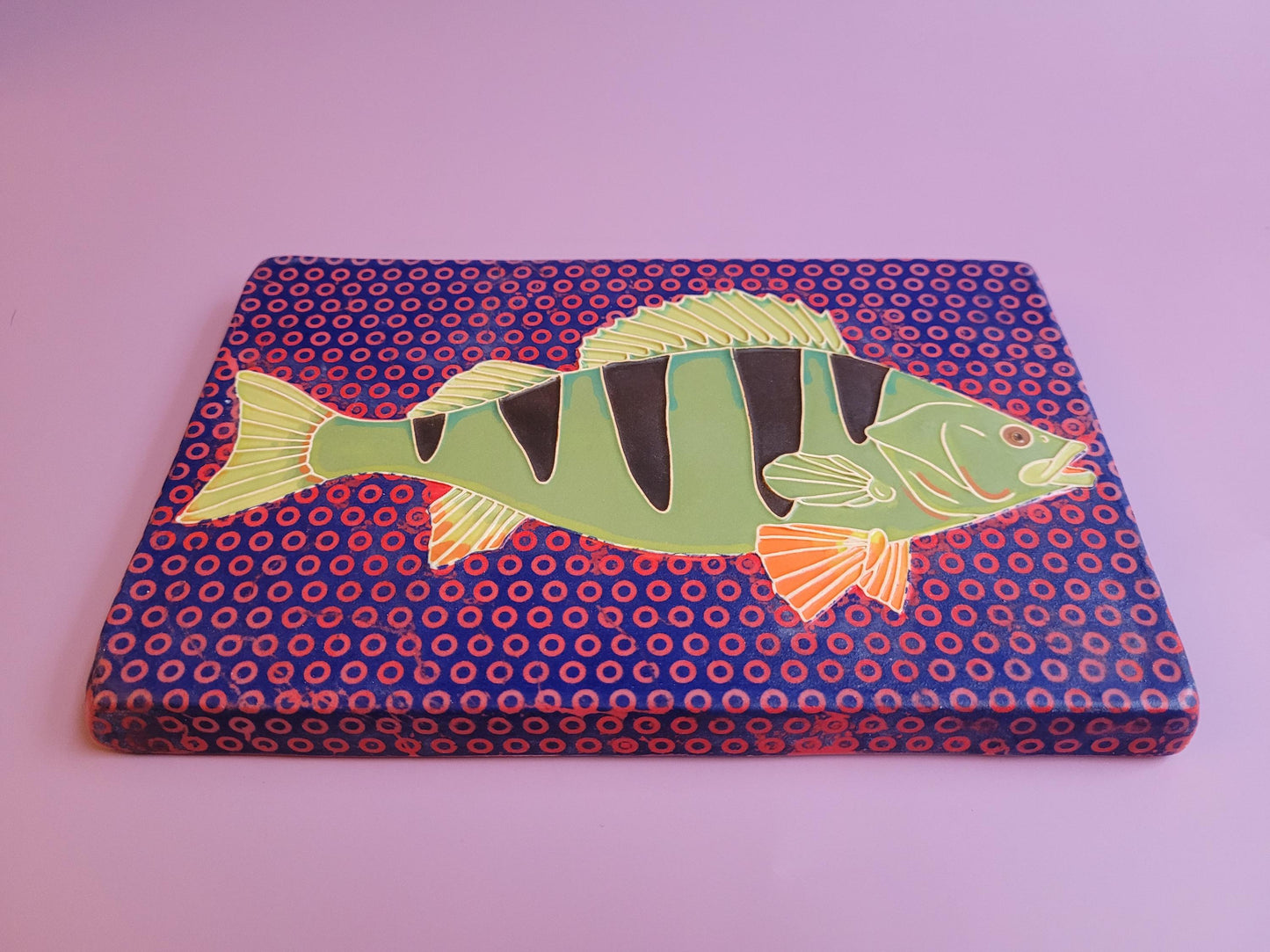 Perch tile, Handmade 5x8 ceramic art tile