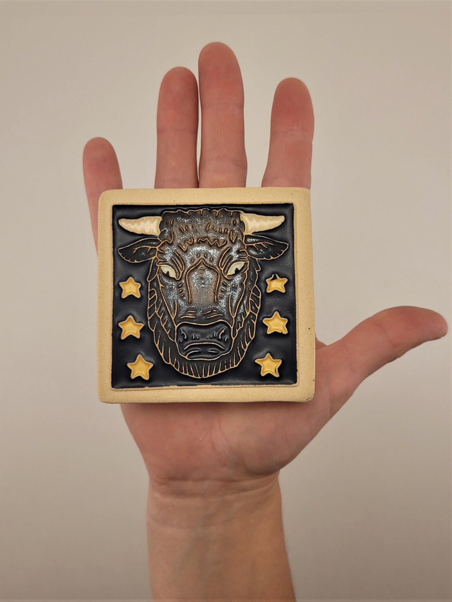 Taurus - Astrology tile, Handmade ceramic tile