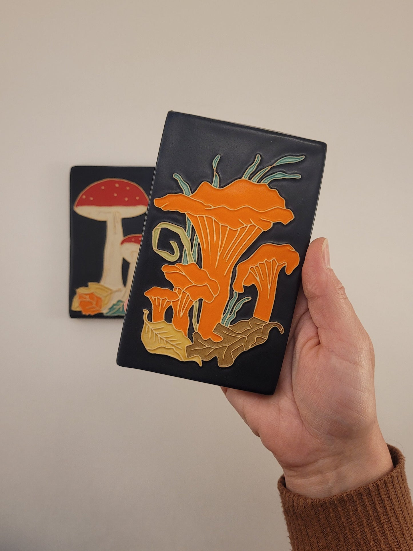 Chanterelle Mushroom - Handmade Ceramic Art Tile