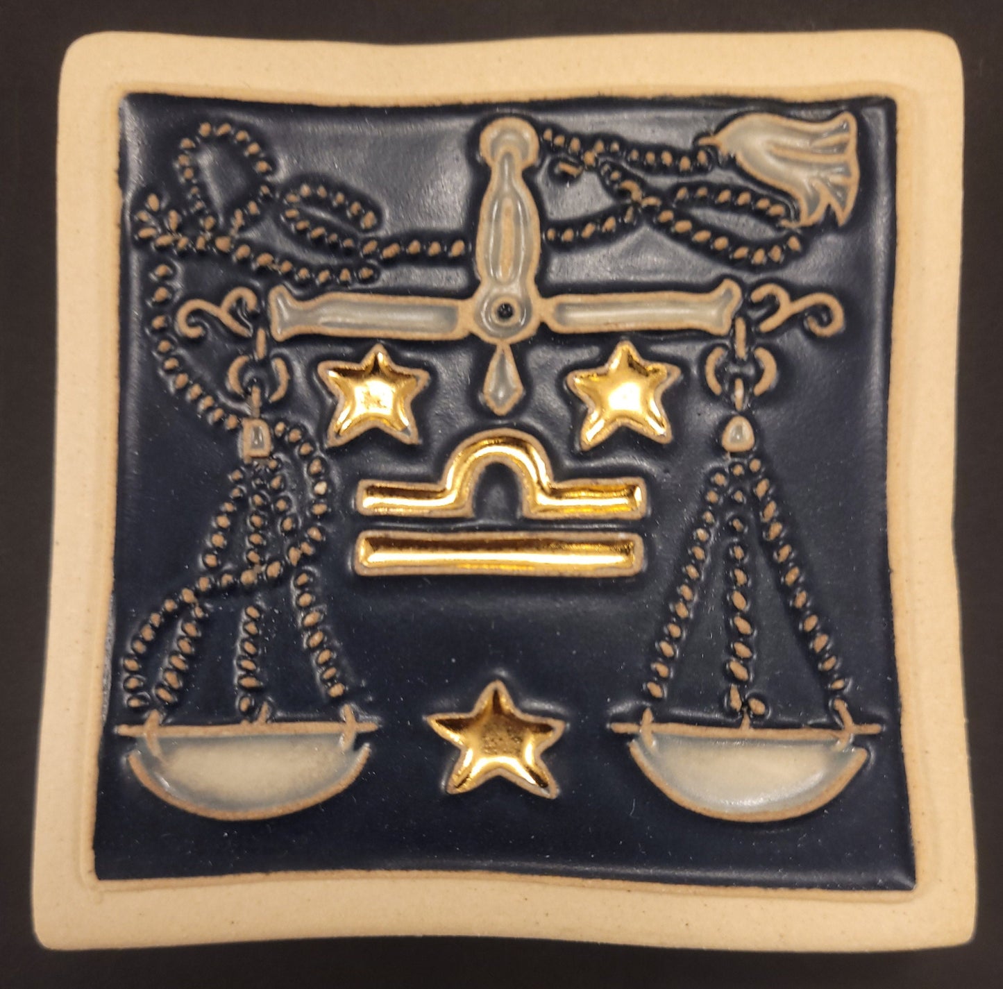 Libra - Astrology tile, Handmade ceramic tile