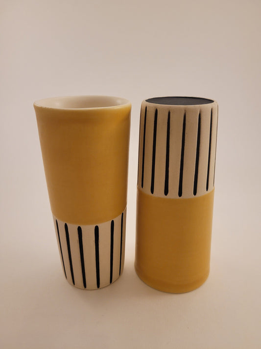 Modern handmade ceramic tumblers set, slip casted ceramic cup set, 8oz
