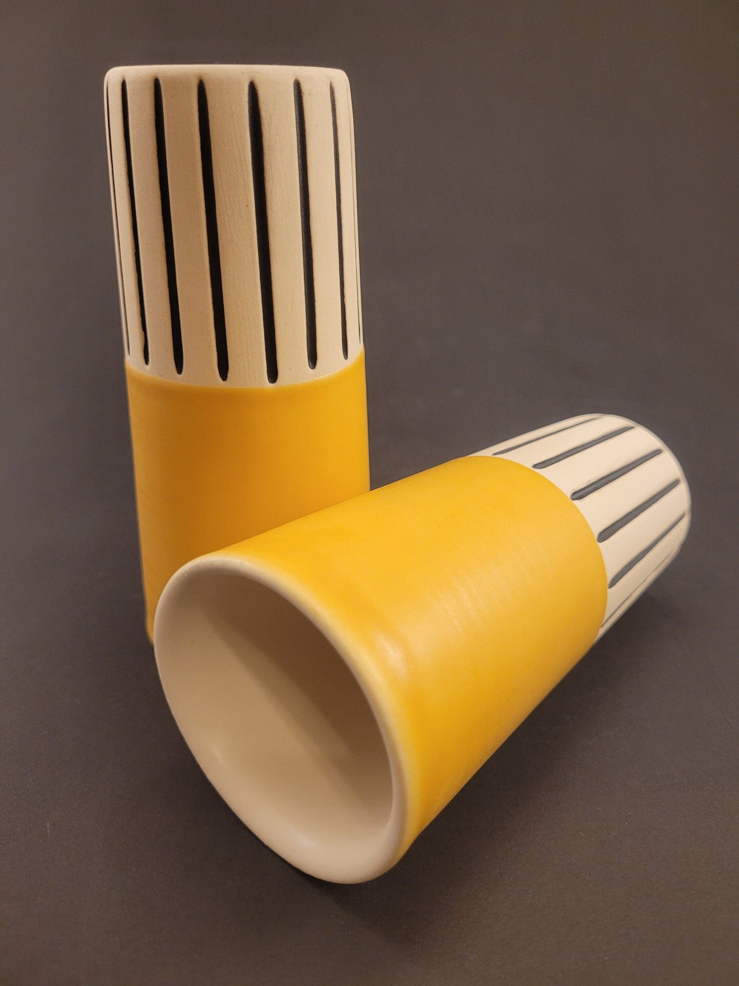Modern handmade ceramic tumblers set, slip casted ceramic cup set, 8oz