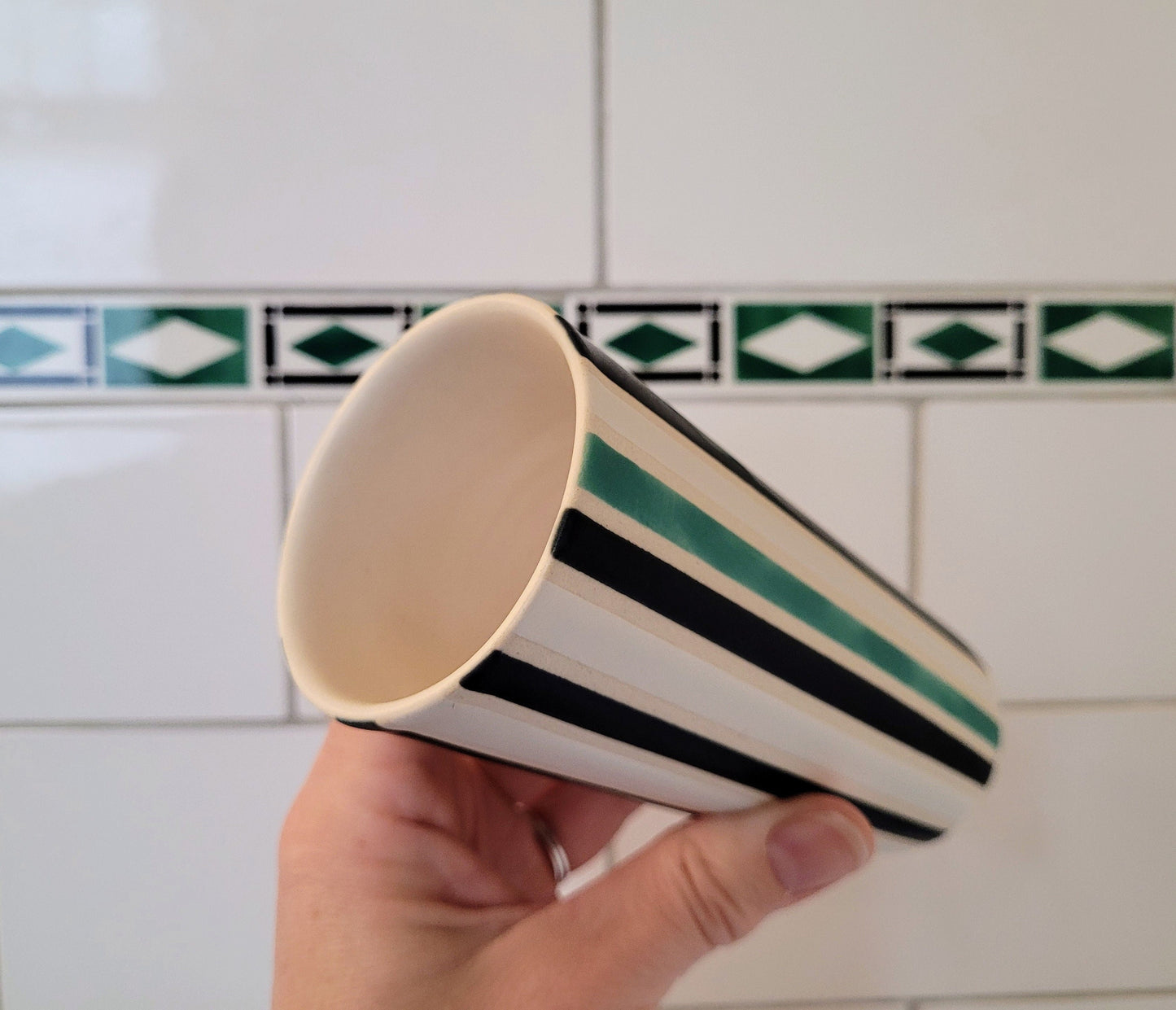 Vintage Mod inspired handmade ceramic tumblers set, slip casted ceramic cup set, 8oz