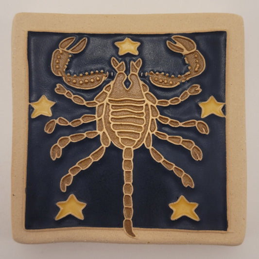 Scorpio - Astrology tile, Handmade ceramic tile