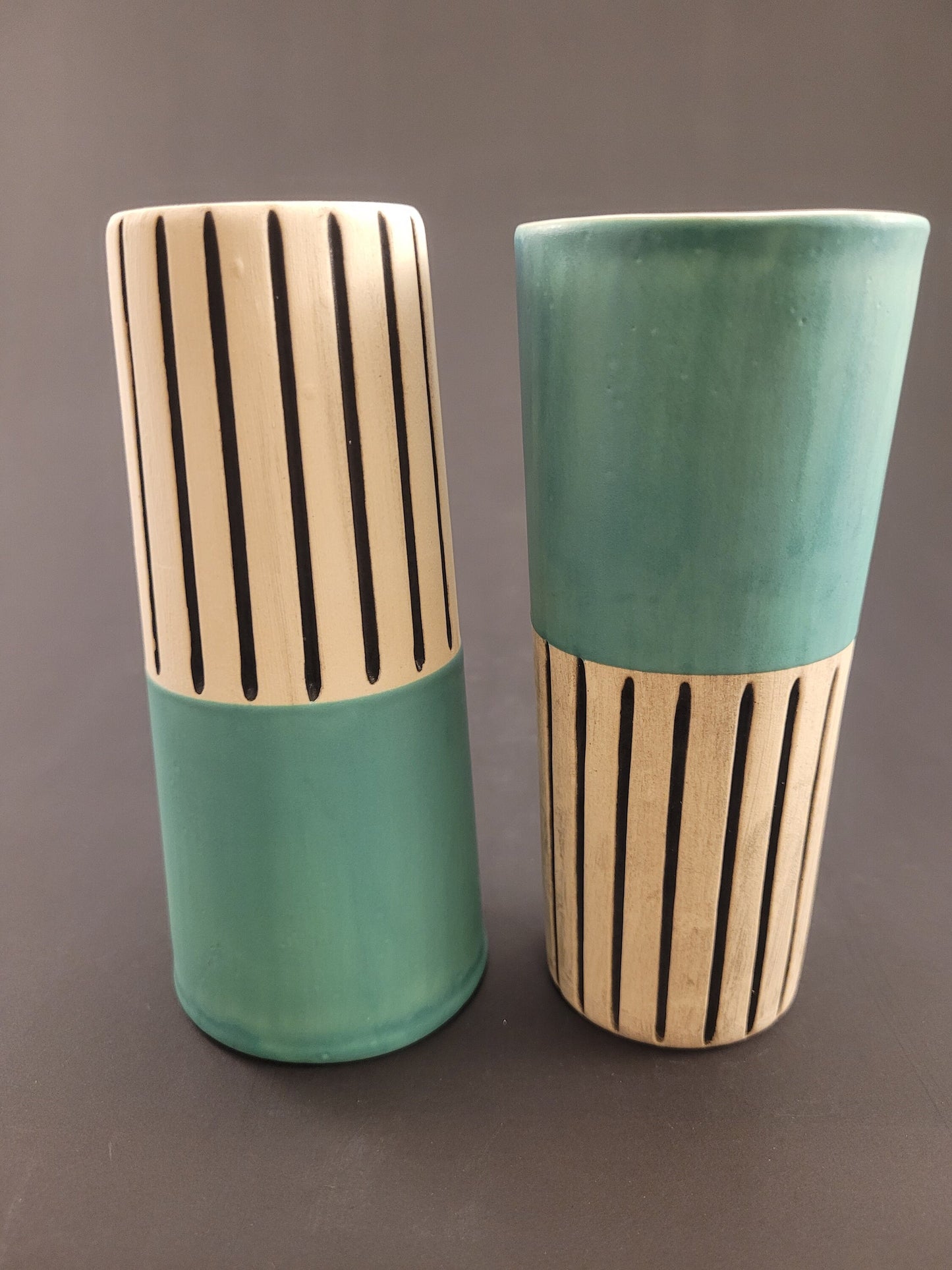 Modern handmade ceramic tumblers set, slip casted ceramic cup set, 10oz