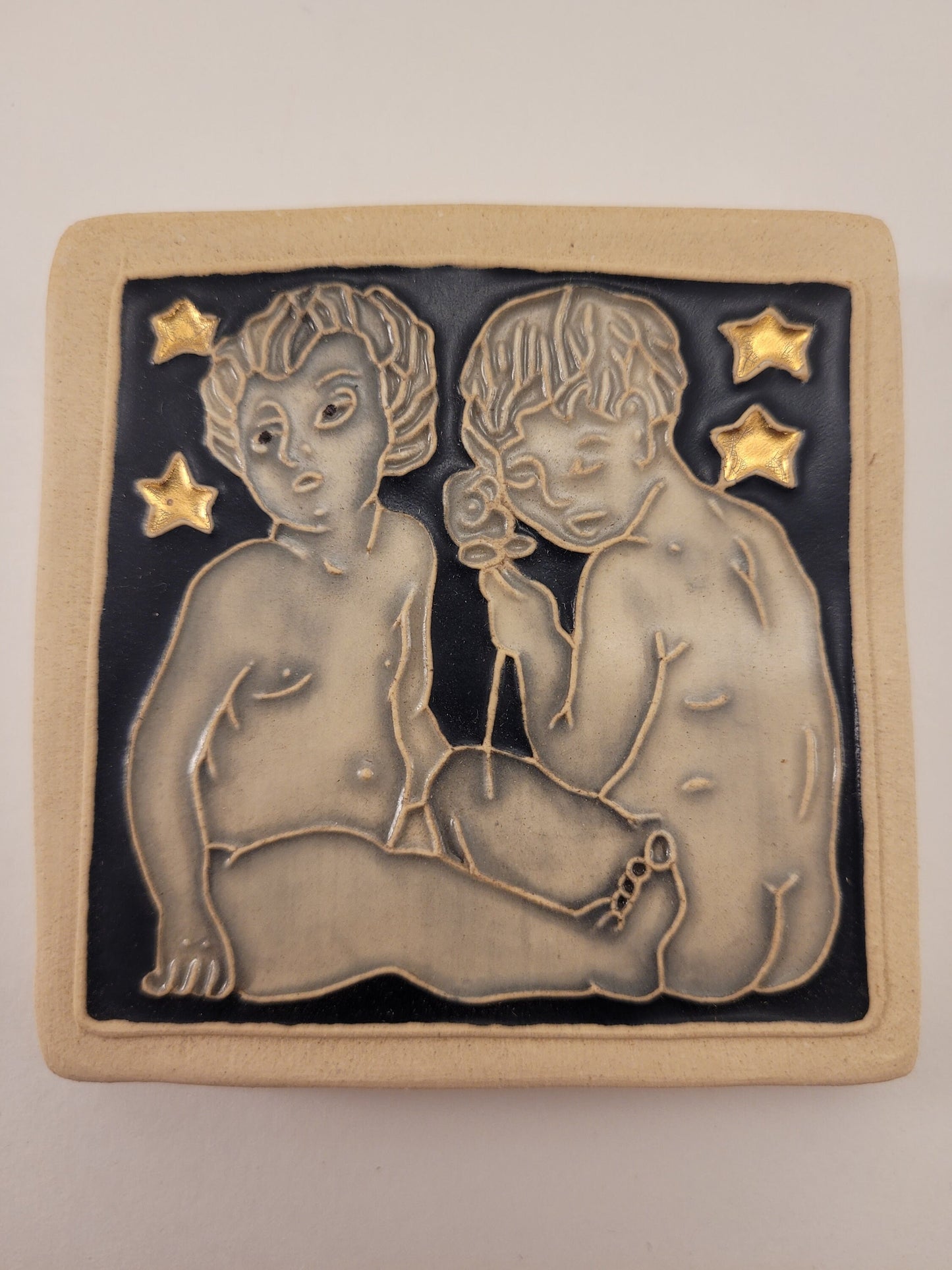 Gemini - Astrology tile, Handmade ceramic tile