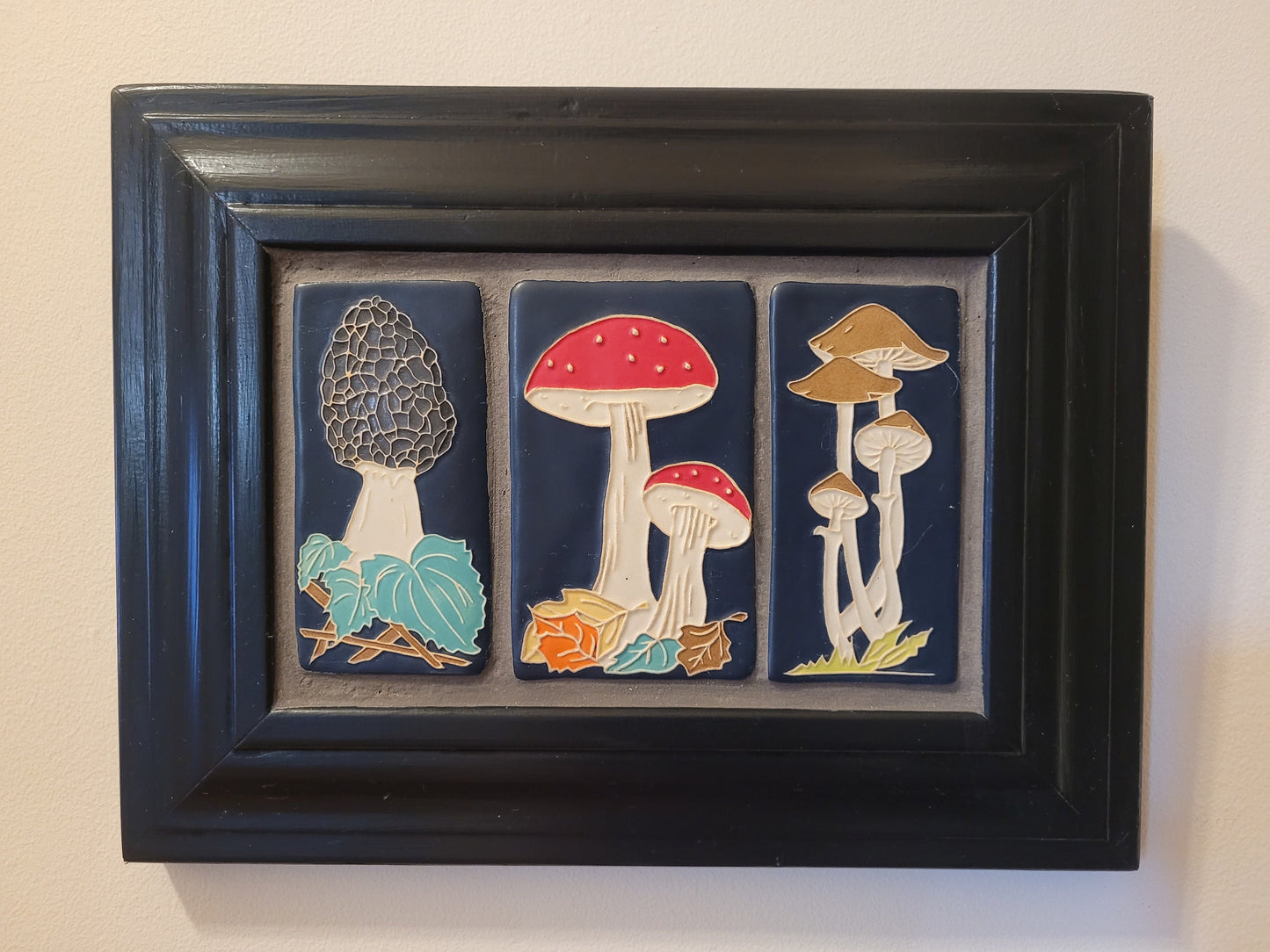 Oyster Mushroom, Handmade ceramic art tile