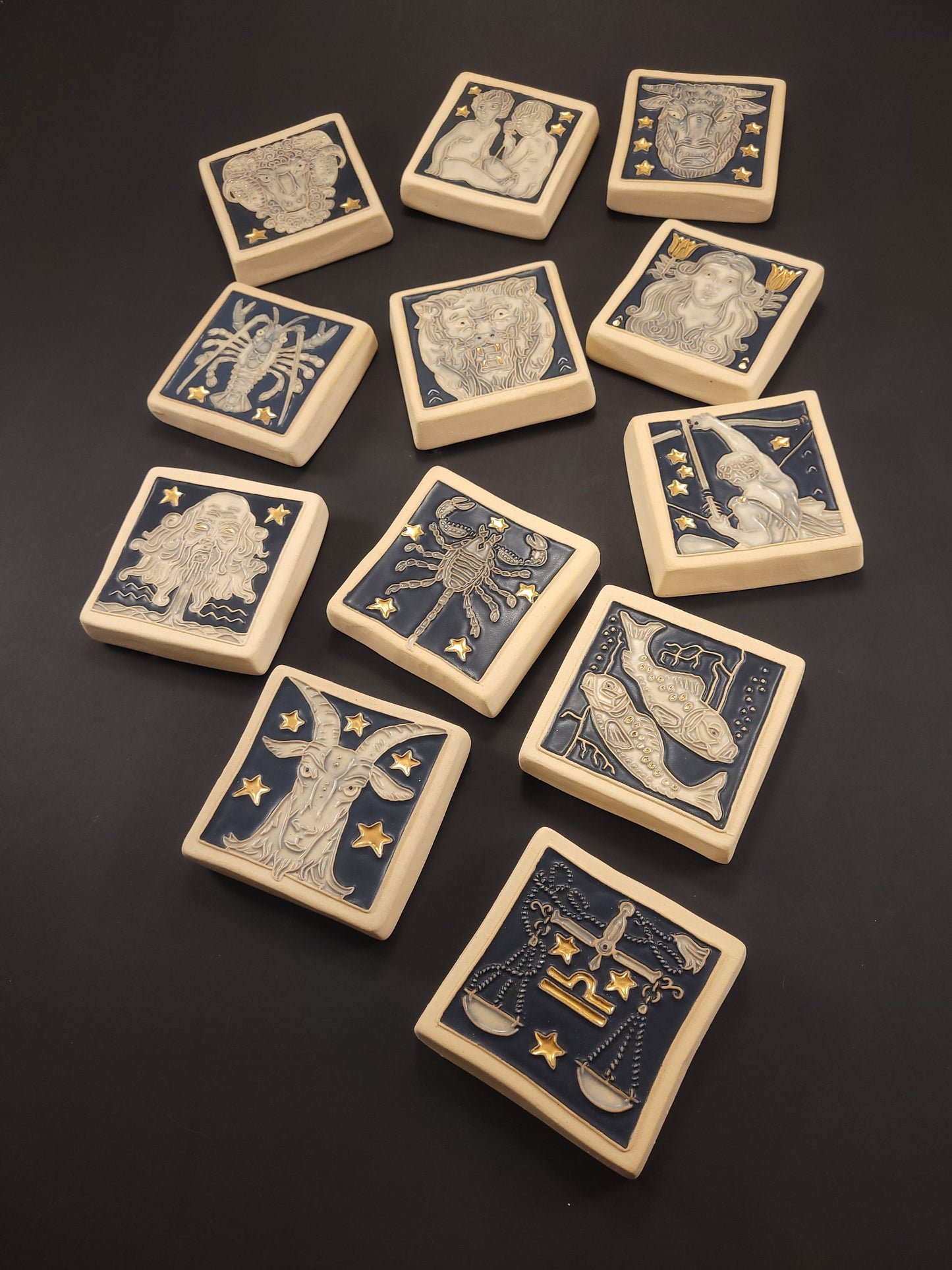 Pisces - Astrology tile, Handmade ceramic tile