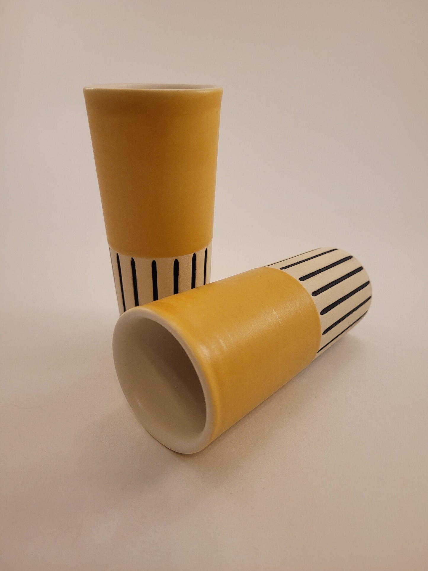 Modern handmade ceramic tumblers set, slip casted ceramic cup set, 8oz