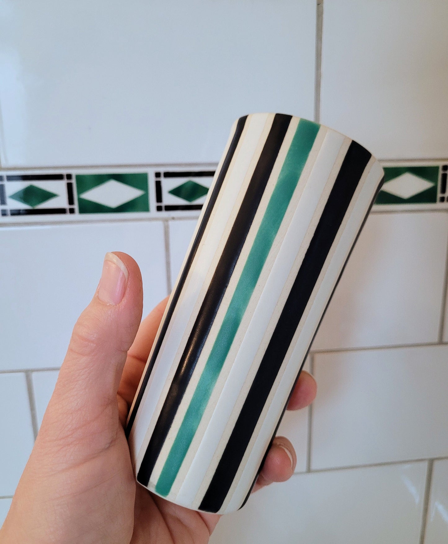Vintage Mod inspired handmade ceramic tumblers set, slip casted ceramic cup set, 8oz