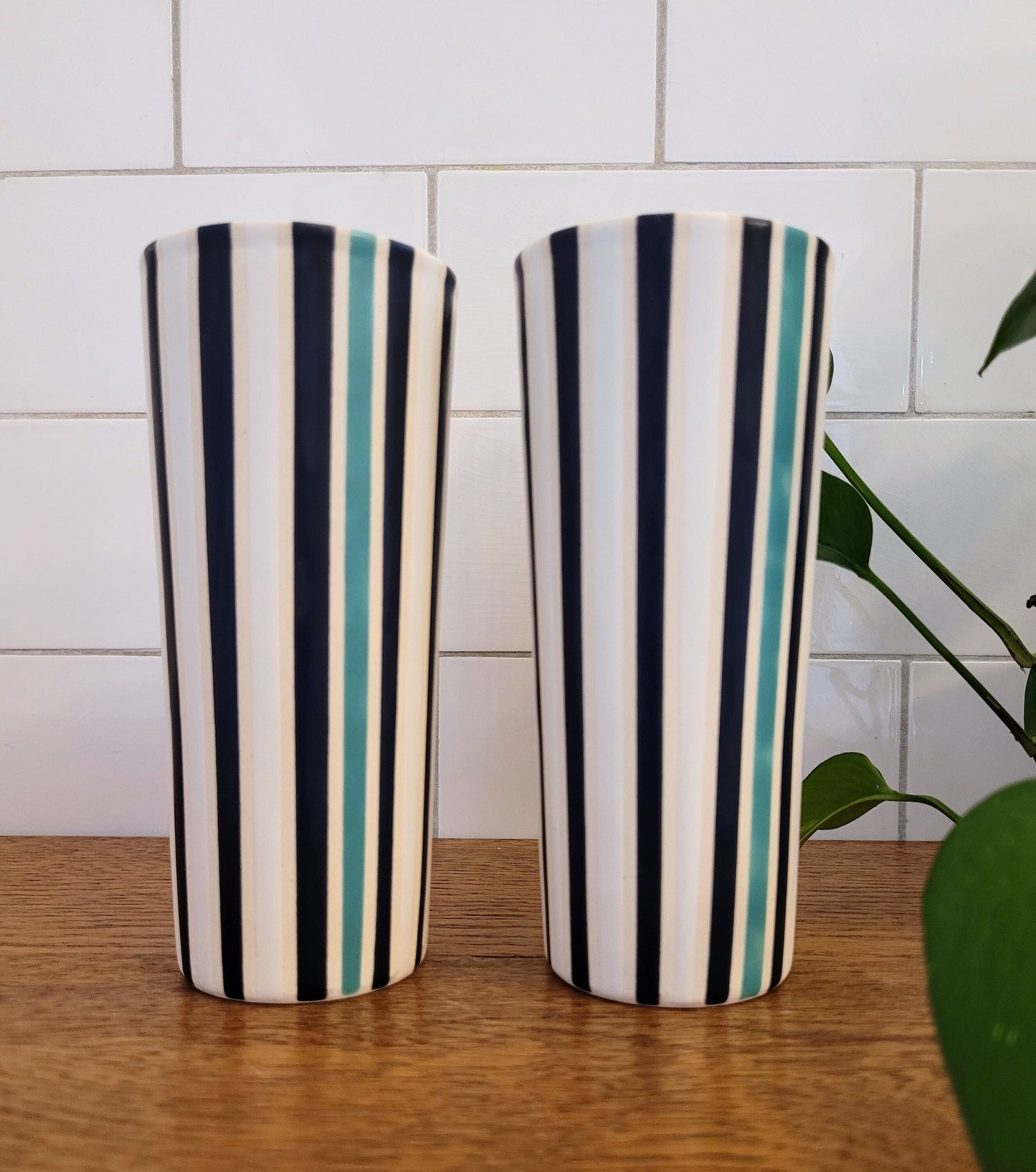 Vintage Mod inspired handmade ceramic tumblers set, slip casted ceramic cup set, 10oz