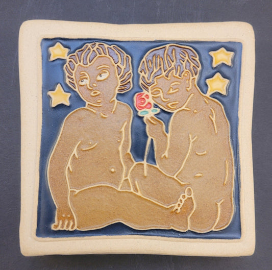 Gemini - Astrology tile, Handmade ceramic tile