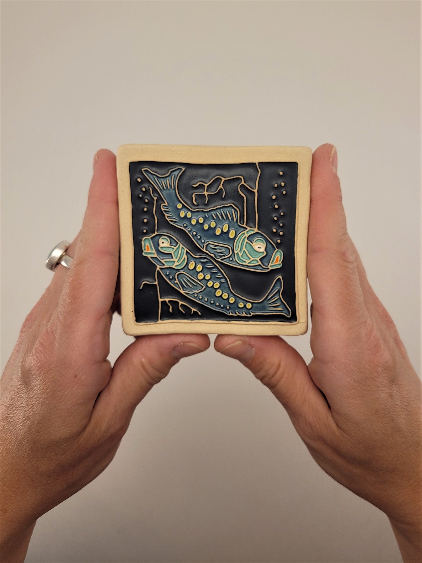 Pisces - Astrology tile, Handmade ceramic tile