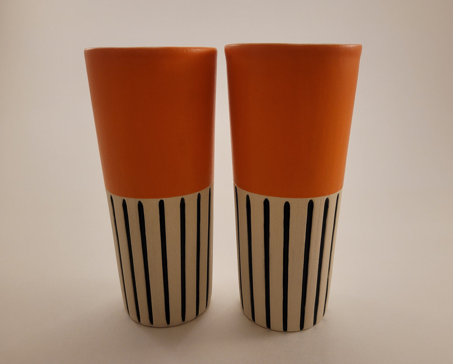 Modern handmade ceramic tumblers set, slip casted ceramic cup set, 10oz