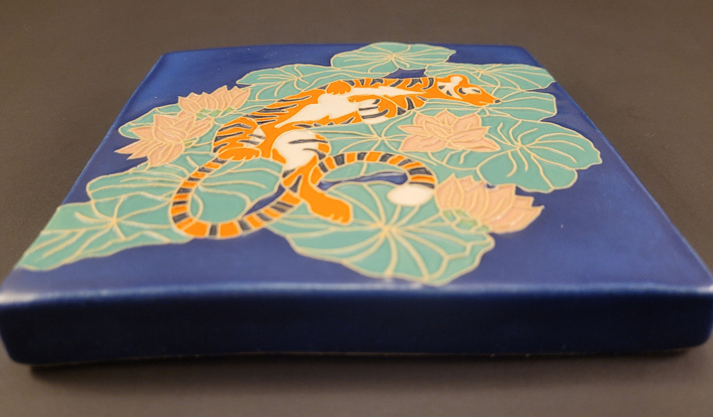 Tiger Lilly, Handmade ceramic art tile