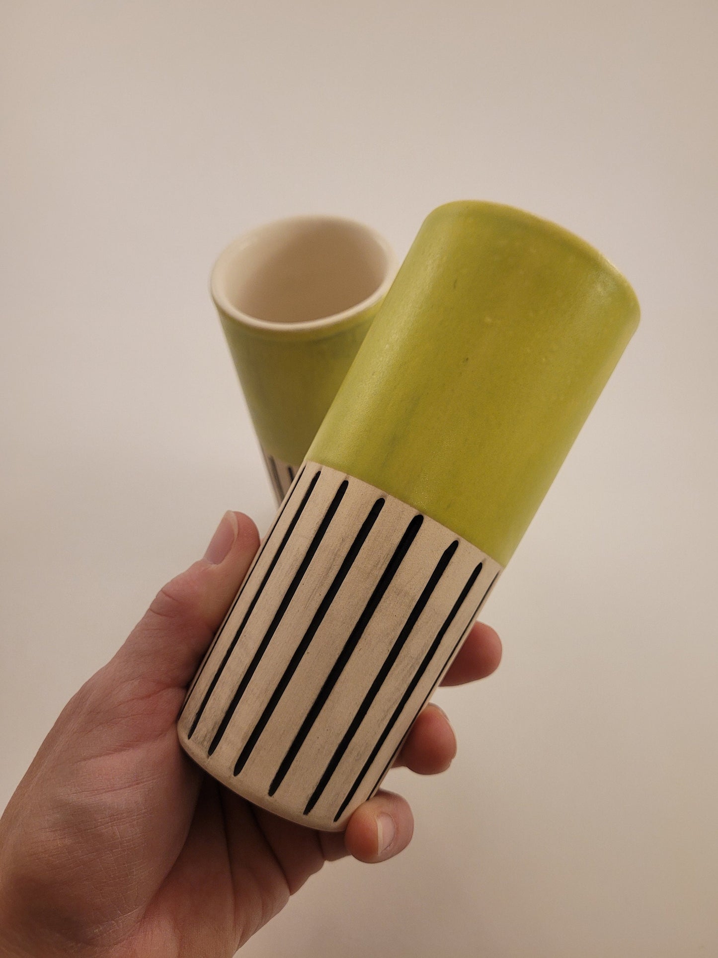 Modern handmade ceramic tumblers set, slip casted ceramic cup set, 10oz