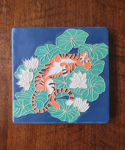 Tiger Lilly, Handmade ceramic art tile