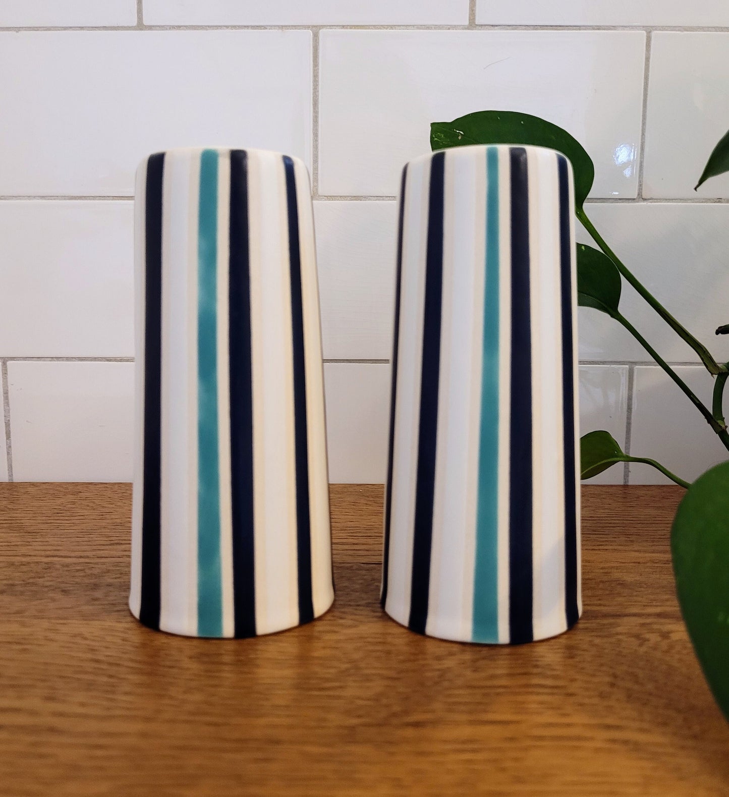 Vintage Mod inspired handmade ceramic tumblers set, slip casted ceramic cup set, 8oz