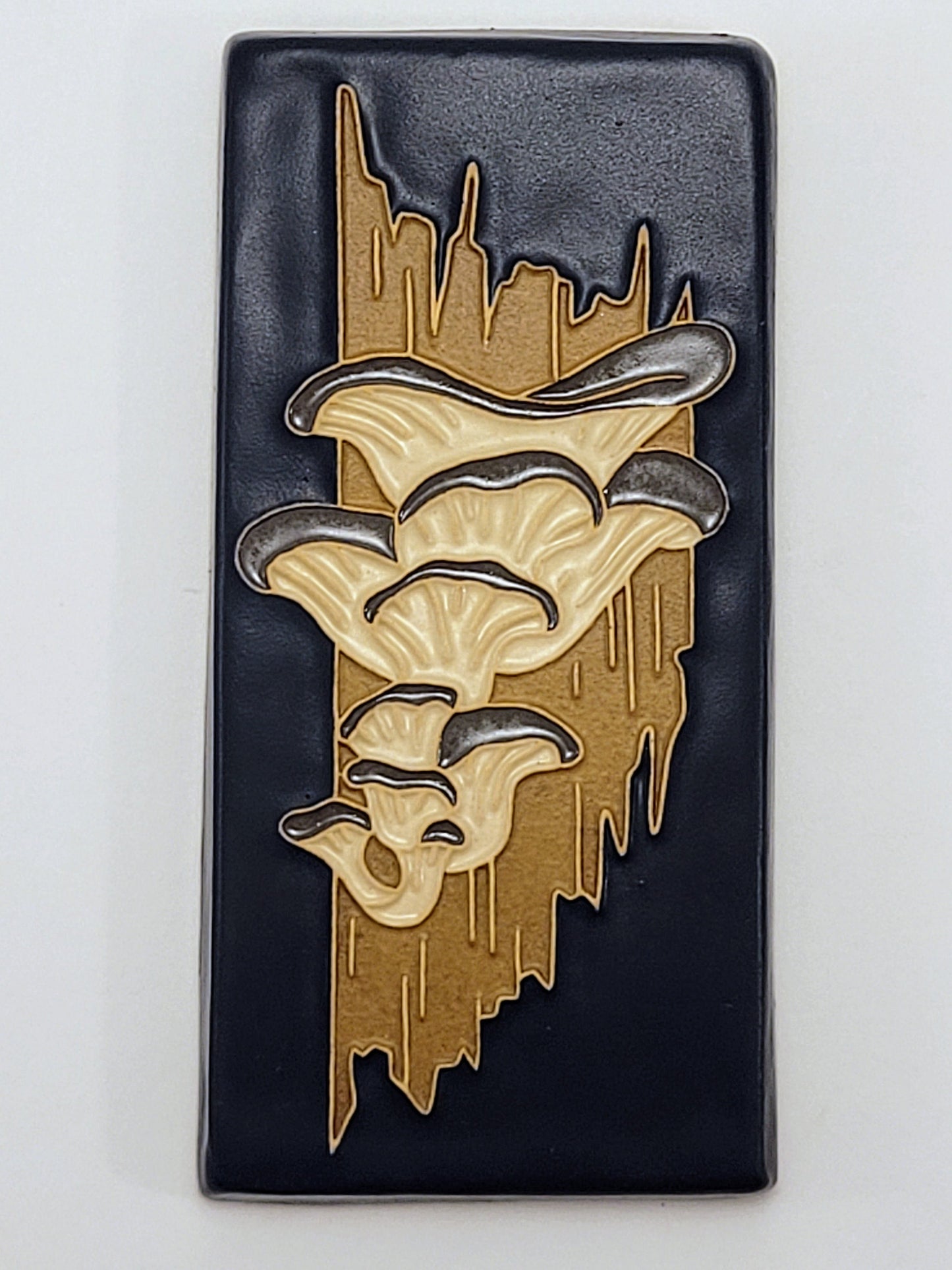 Oyster Mushroom, Handmade ceramic art tile