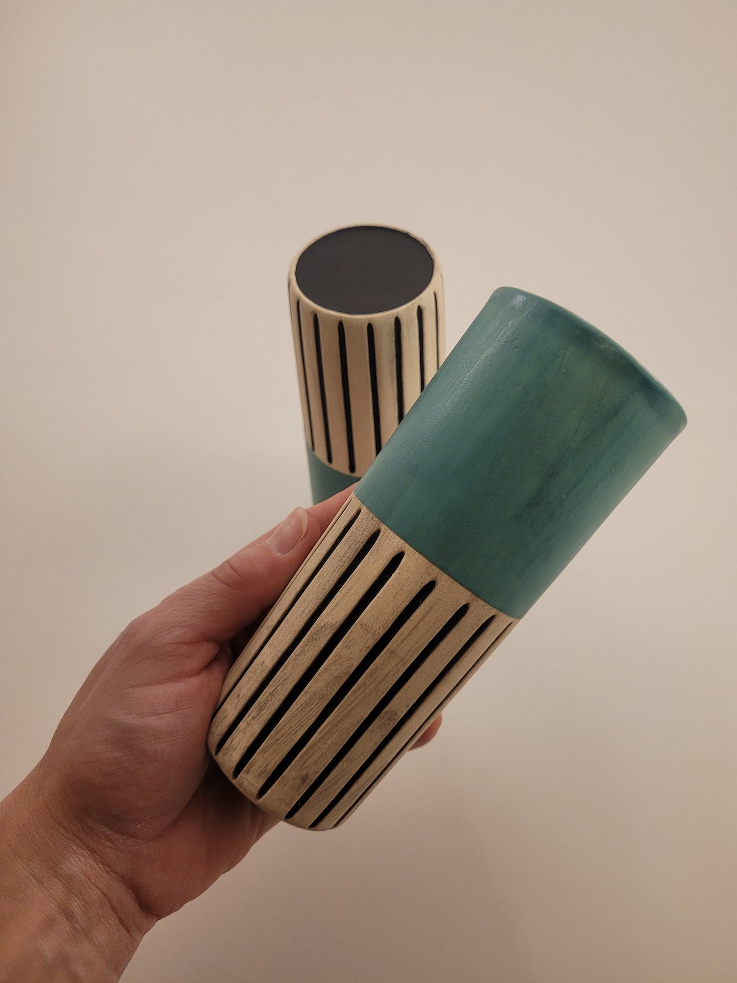 Modern handmade ceramic tumblers set, slip casted ceramic cup set, 10oz