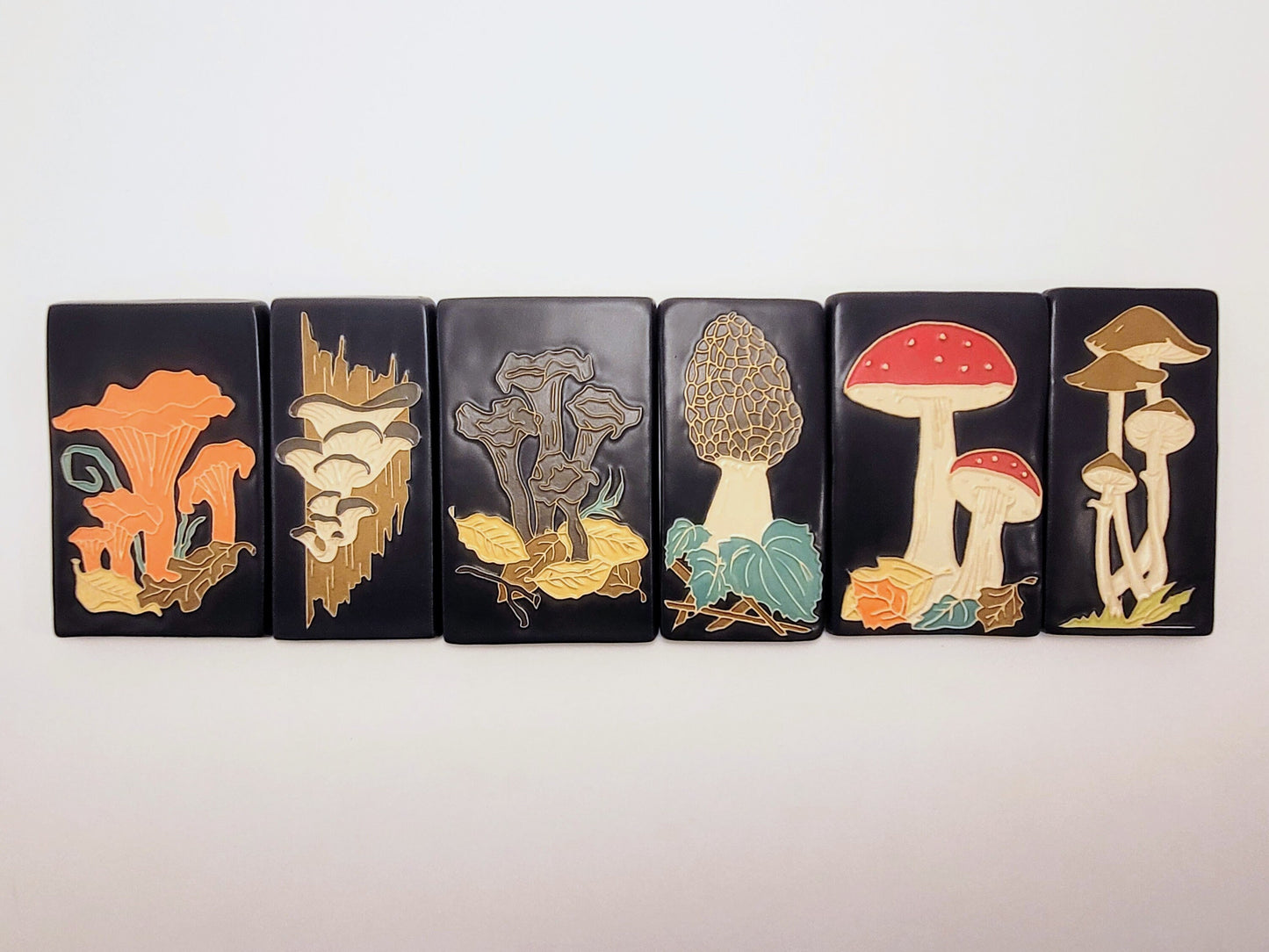 Oyster Mushroom, Handmade ceramic art tile