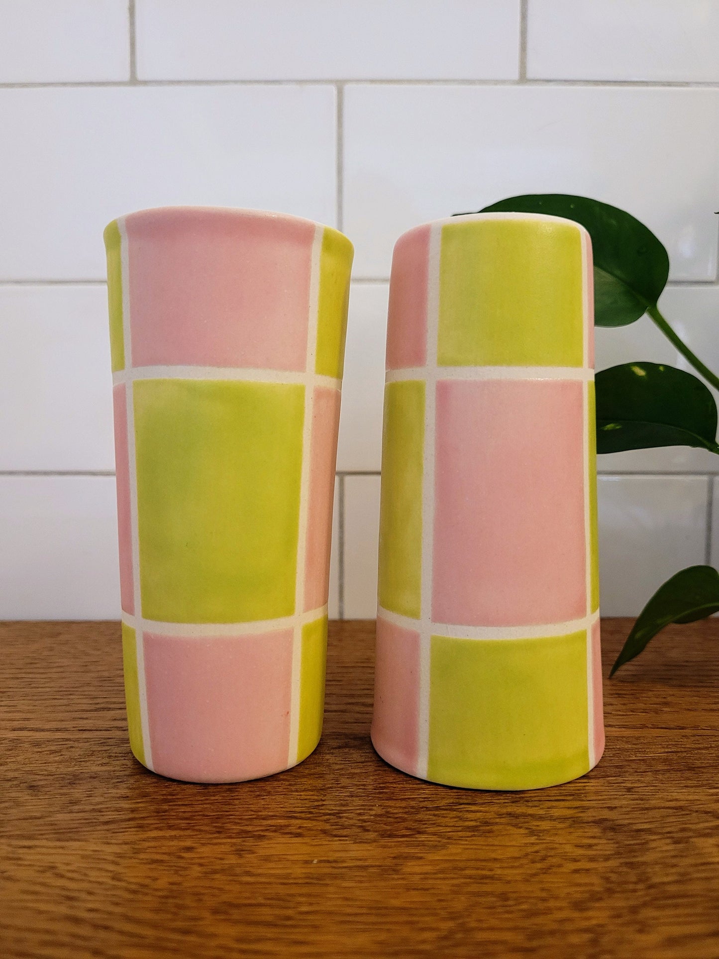 Vintage Mod inspired handmade ceramic tumblers set, slip casted ceramic cup set, 8oz