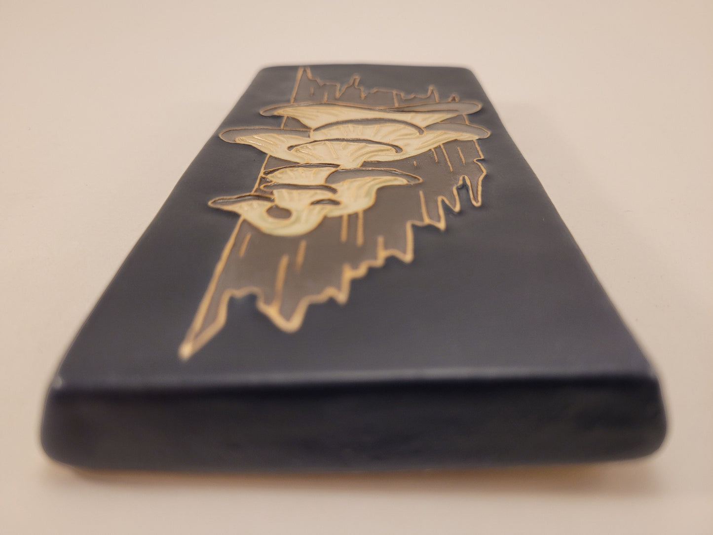 Oyster Mushroom, Handmade ceramic art tile