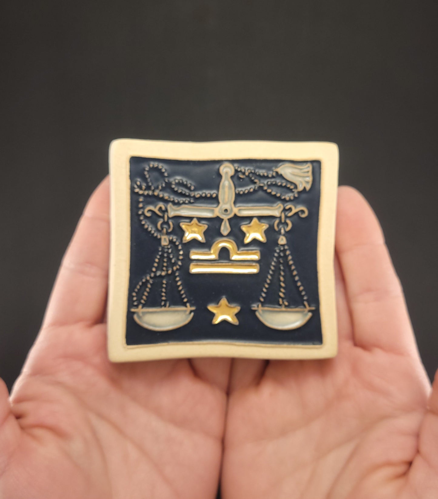 Libra - Astrology tile, Handmade ceramic tile