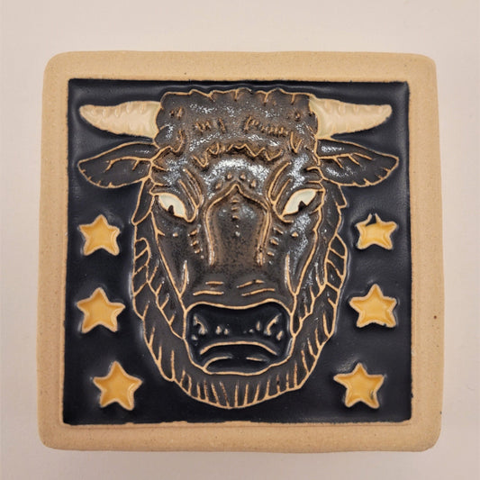 Taurus - Astrology tile, Handmade ceramic tile