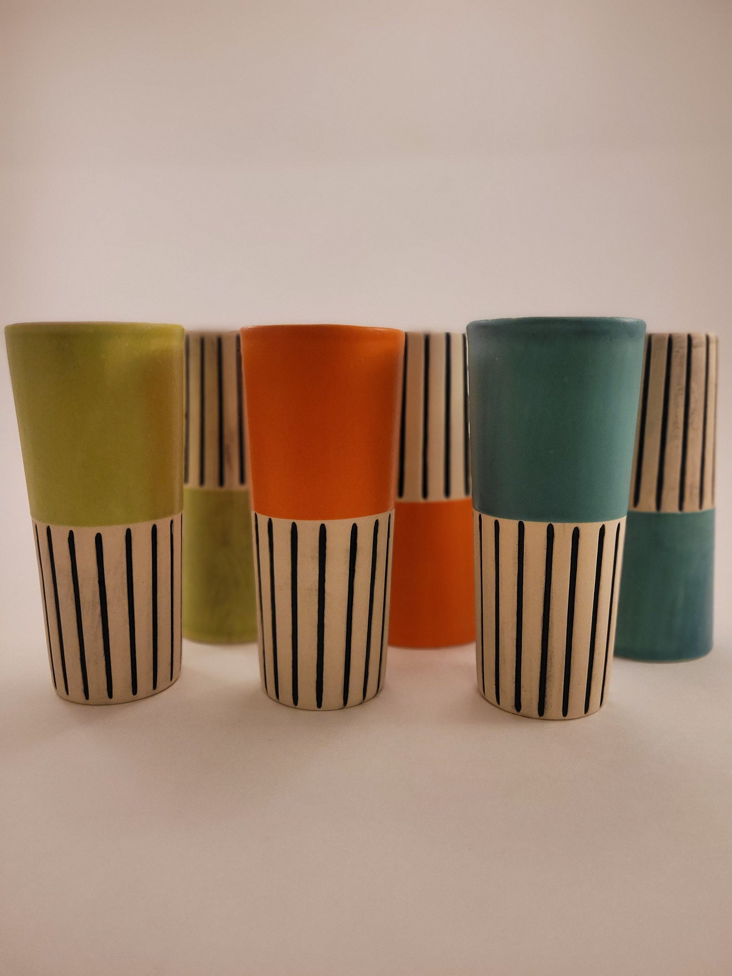 Modern handmade ceramic tumblers set, slip casted ceramic cup set, 10oz