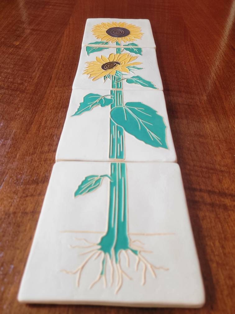 Art Nouveau Sunflower Tiles