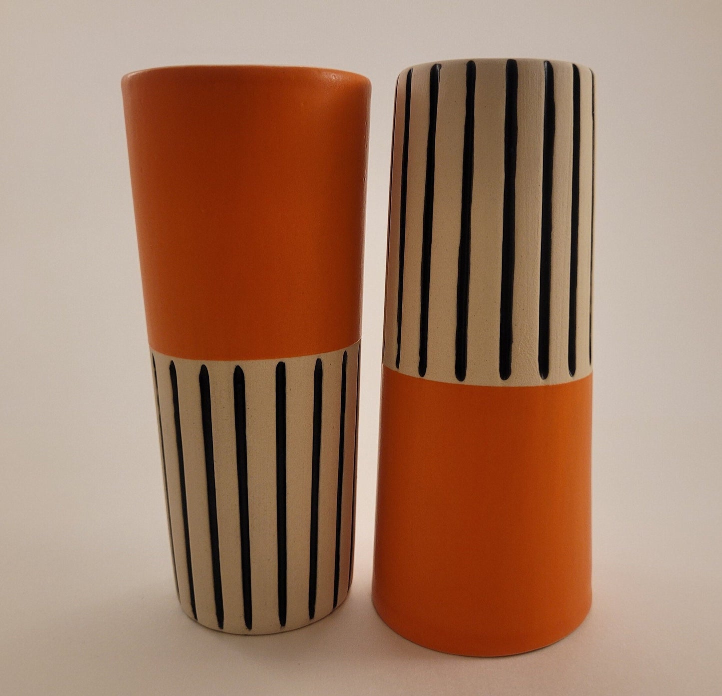 Modern handmade ceramic tumblers set, slip casted ceramic cup set, 10oz