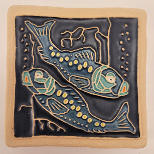 Pisces - Astrology tile, Handmade ceramic tile