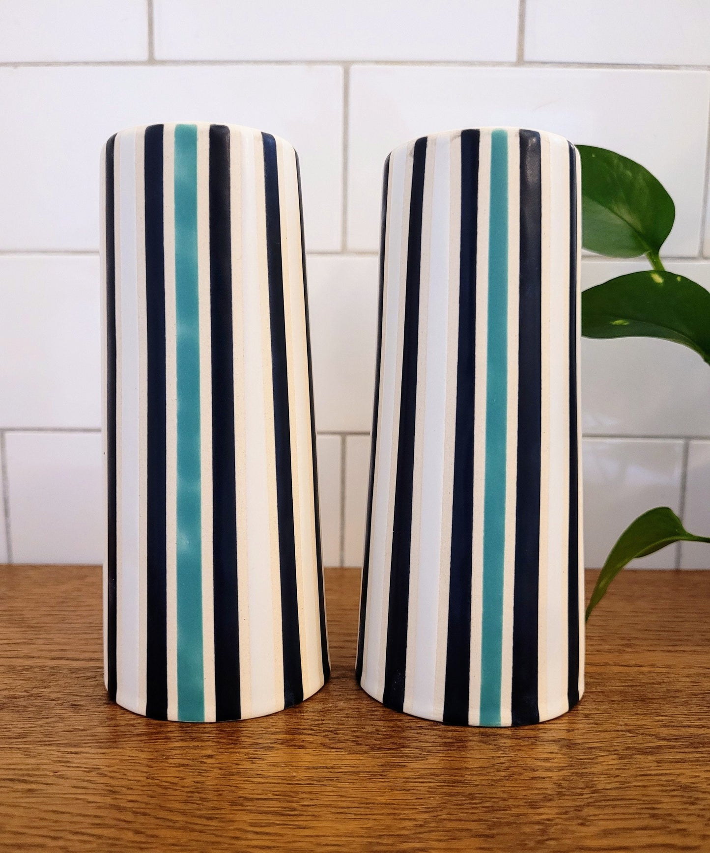Vintage Mod inspired handmade ceramic tumblers set, slip casted ceramic cup set, 10oz