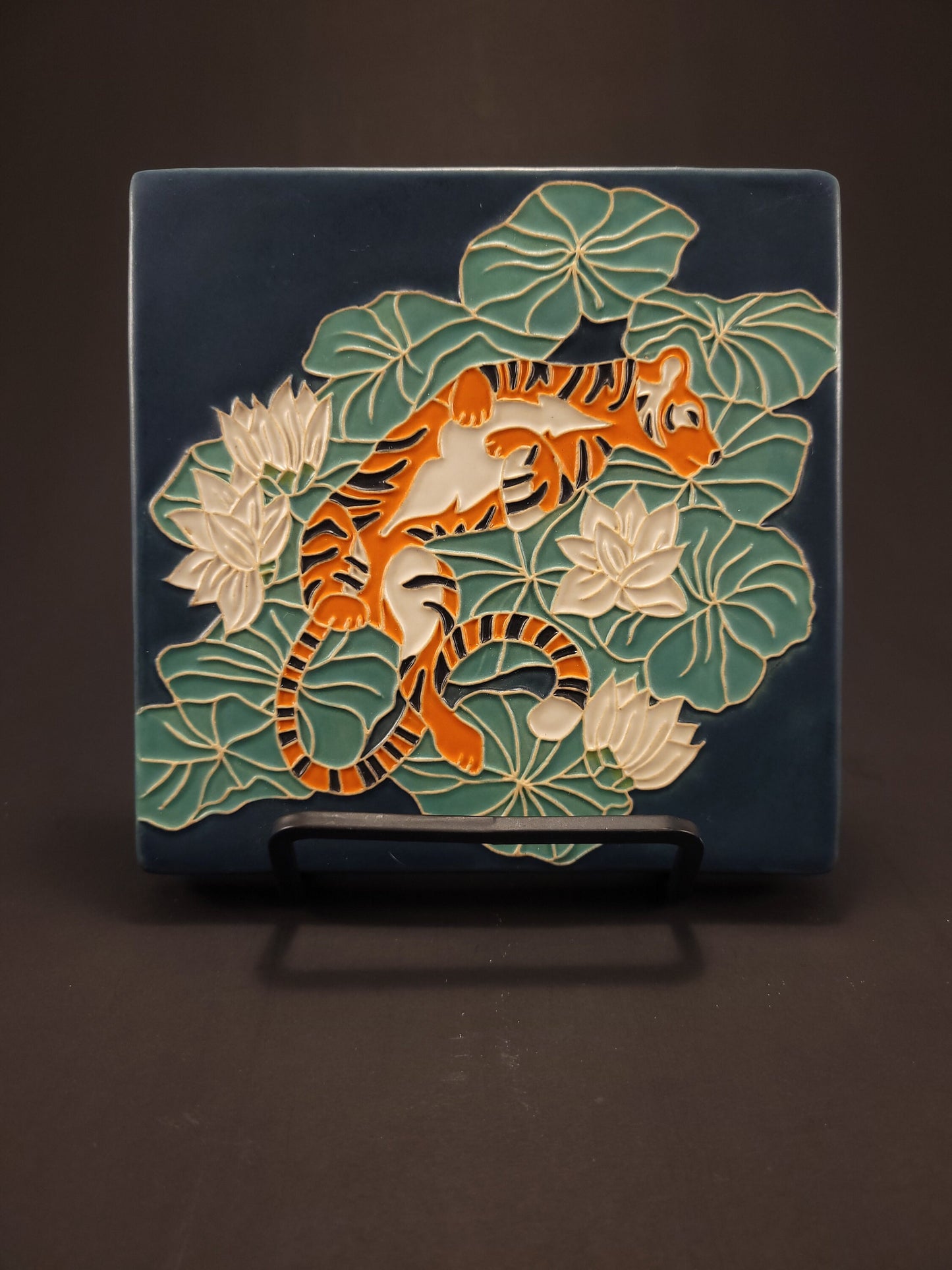 Tiger Lilly, Handmade ceramic art tile