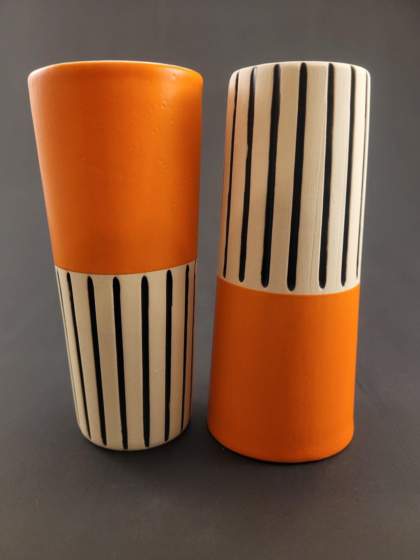 Modern handmade ceramic tumblers set, slip casted ceramic cup set, 10oz
