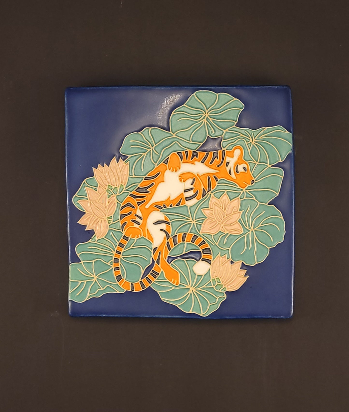 Tiger Lilly, Handmade ceramic art tile