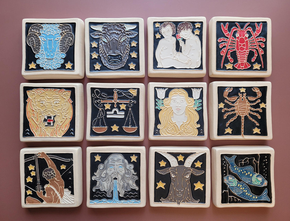 Cancer - Astrology tile, Handmade ceramic tile