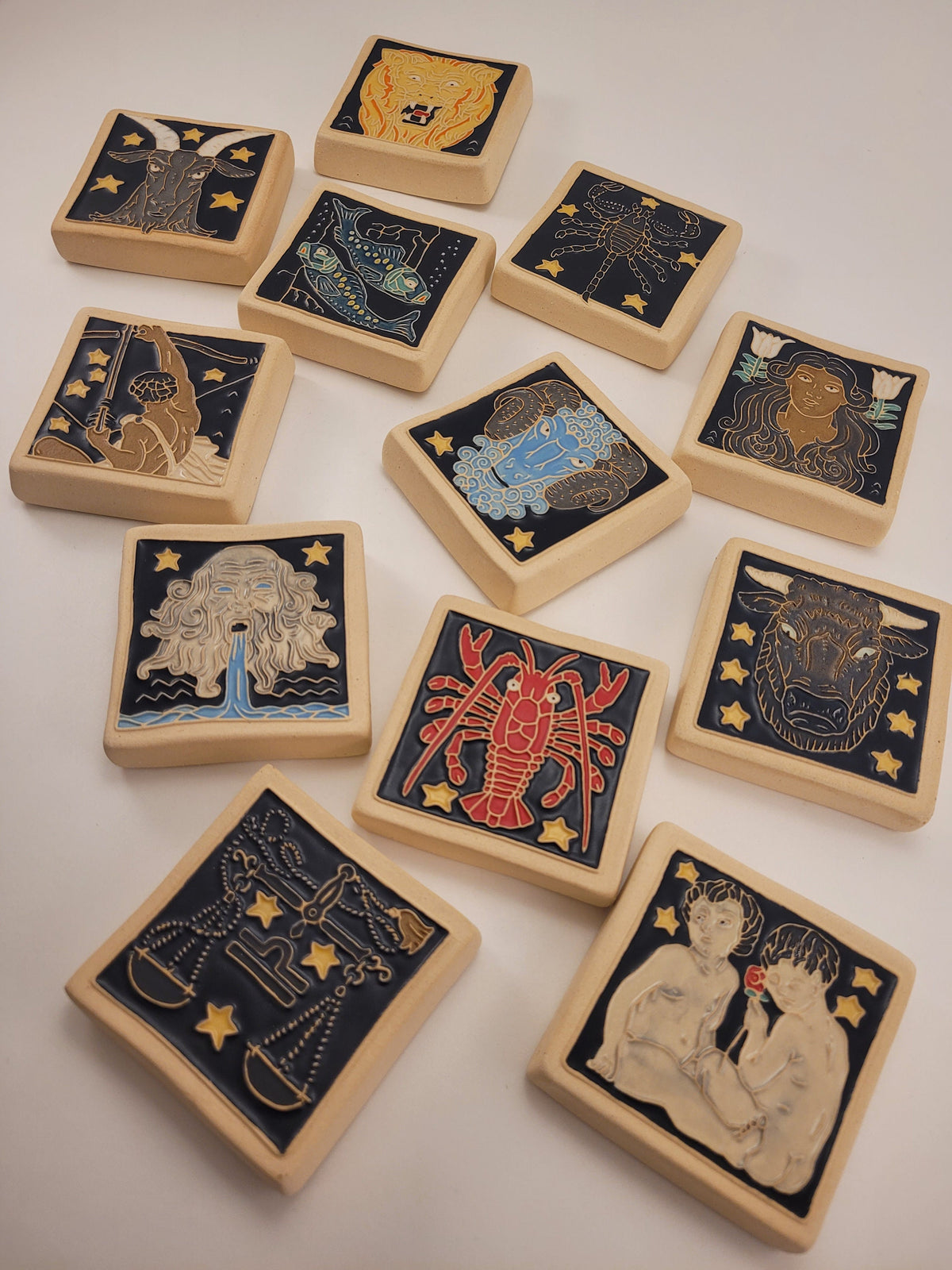 Cancer - Astrology tile, Handmade ceramic tile