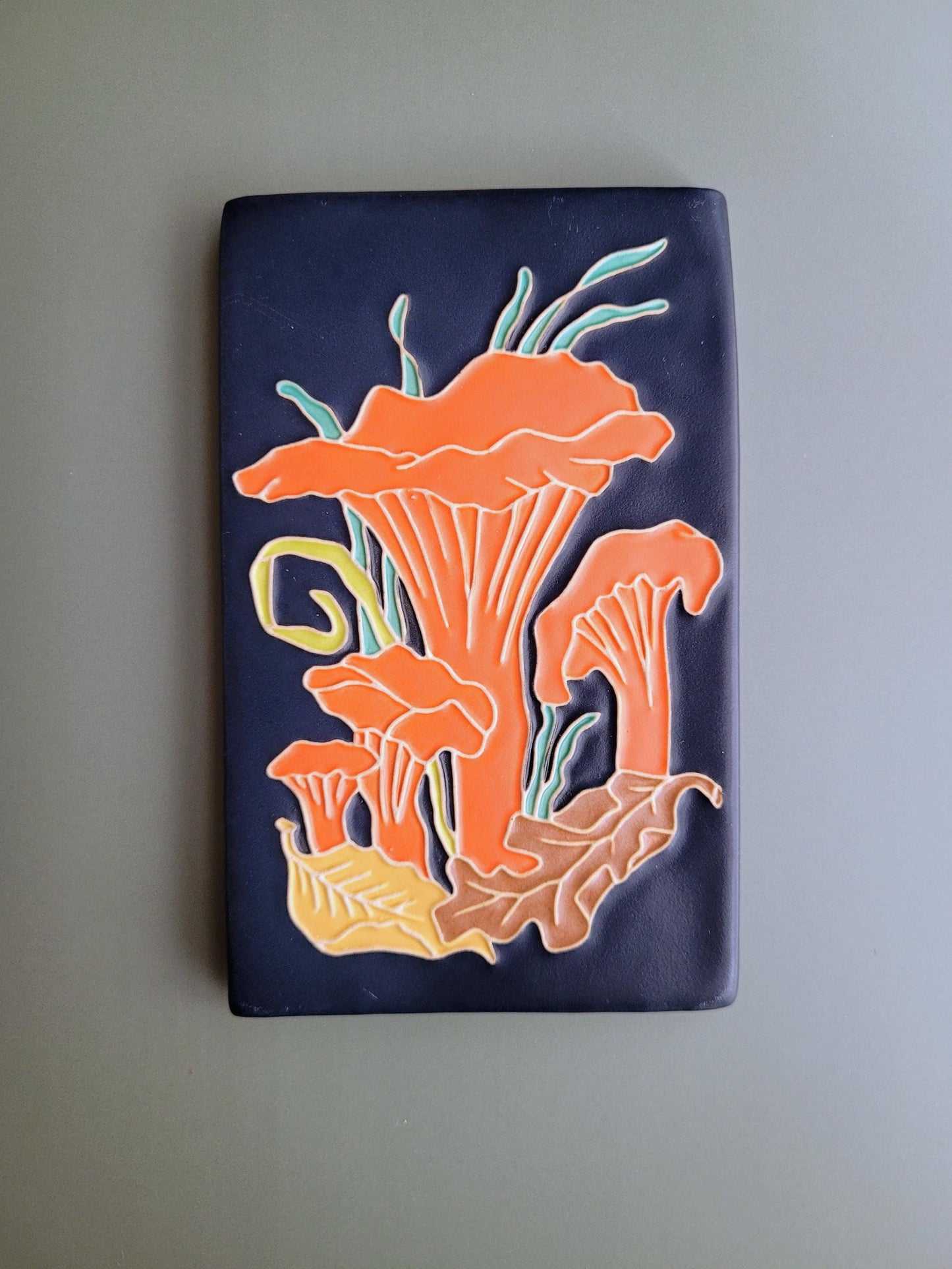 Chanterelle Mushroom - Handmade Ceramic Art Tile