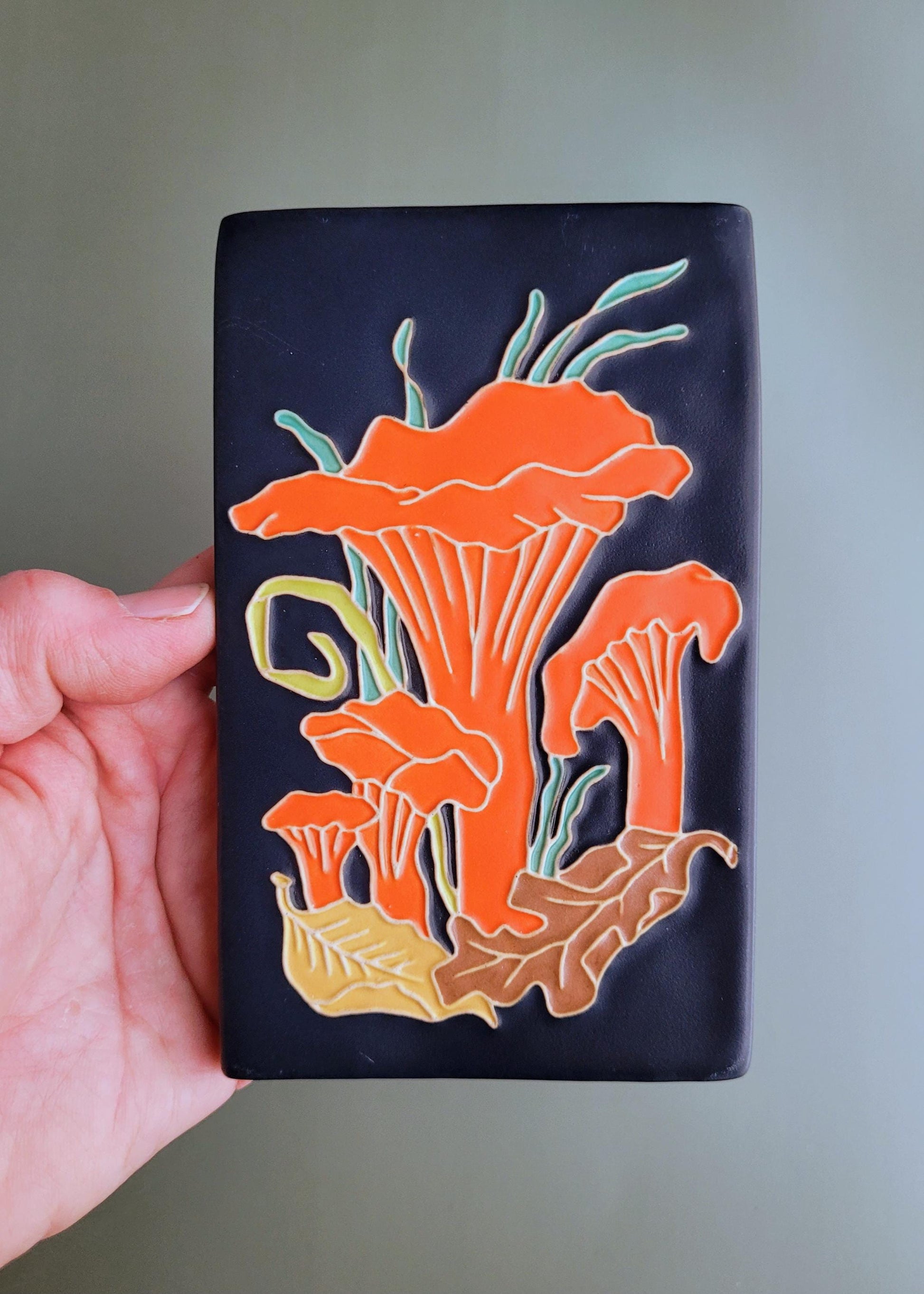 Chanterelle Mushroom - Handmade Ceramic Art Tile
