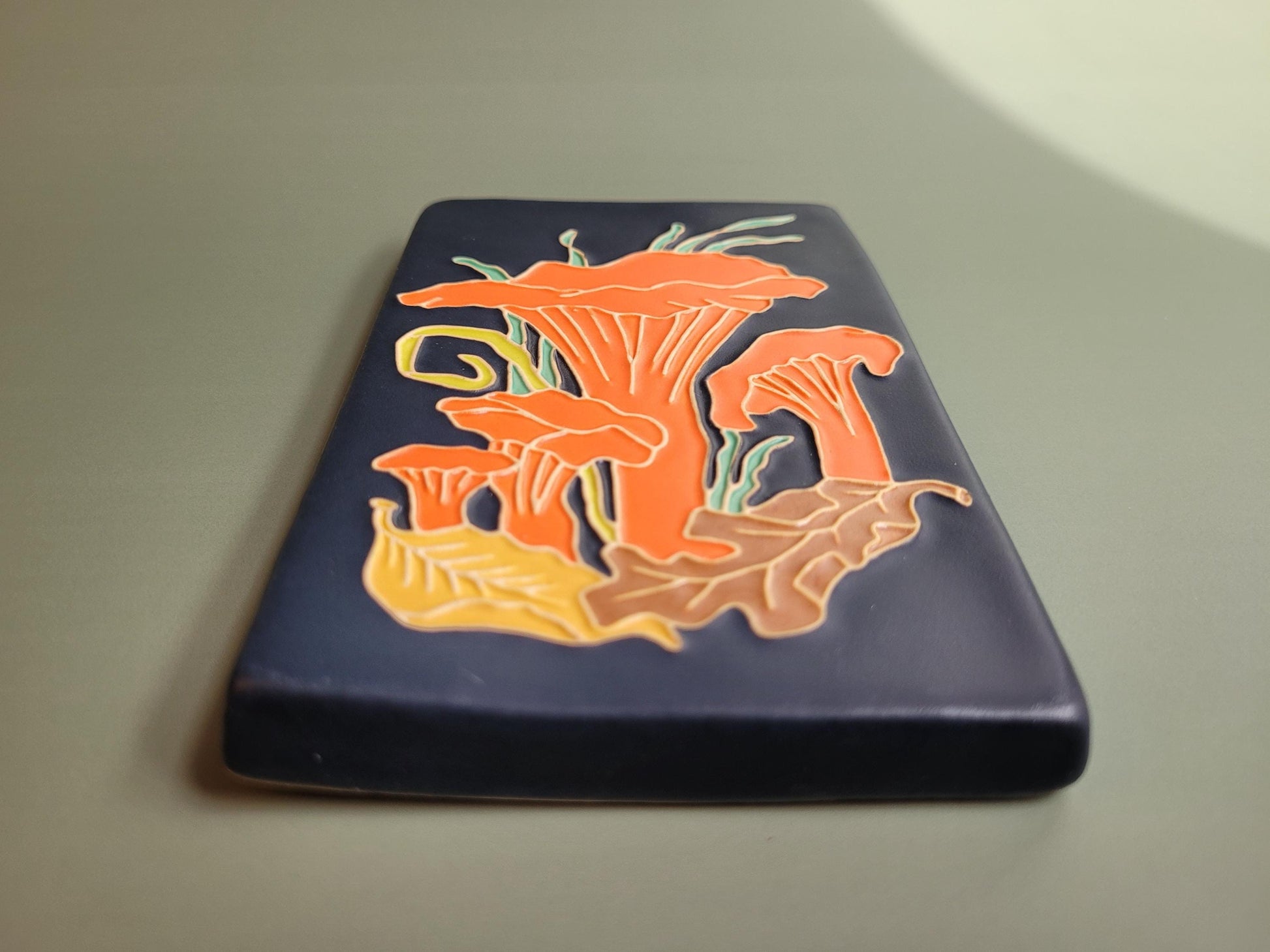 Chanterelle Mushroom - Handmade Ceramic Art Tile