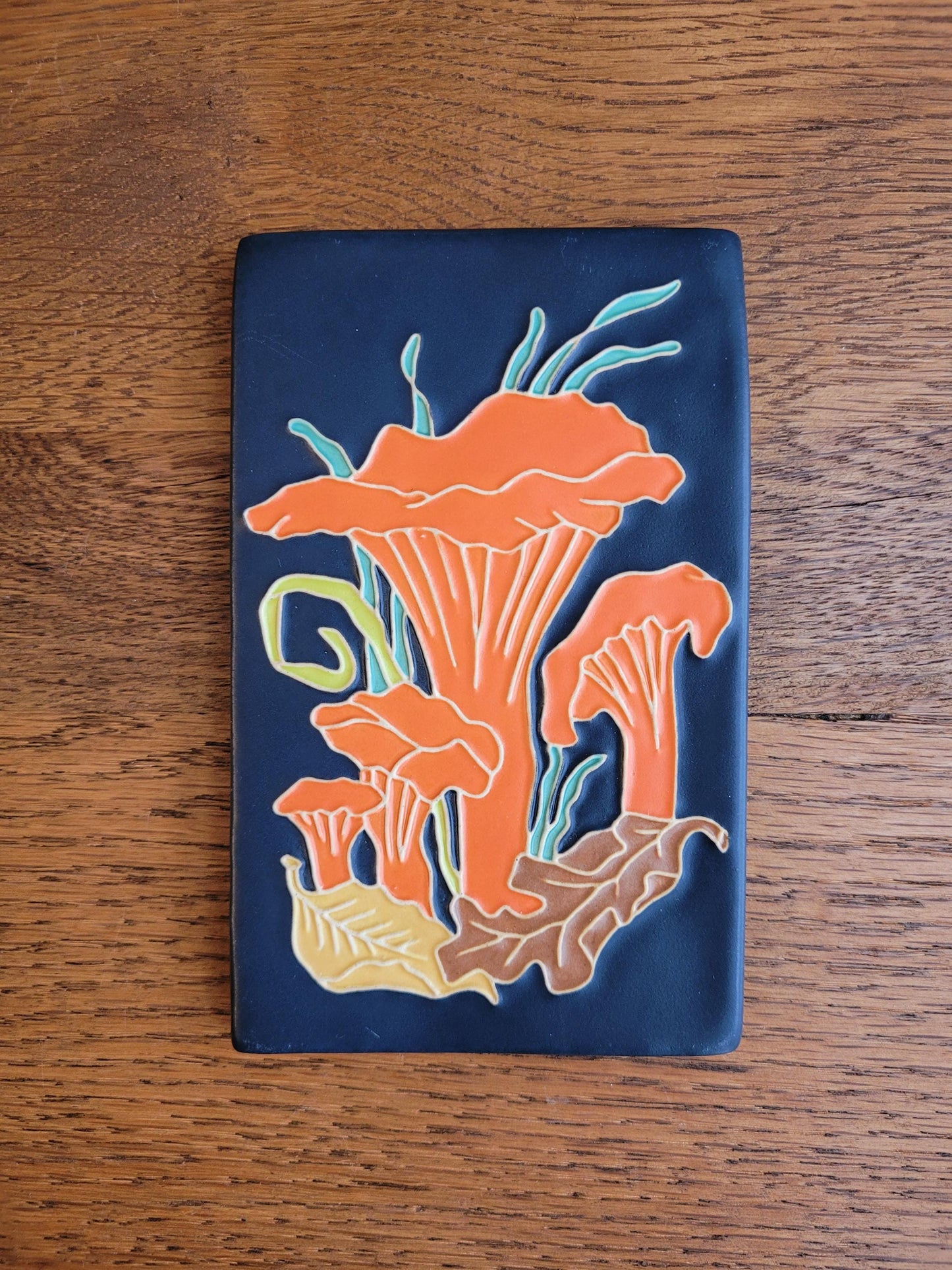 Chanterelle Mushroom - Handmade Ceramic Art Tile