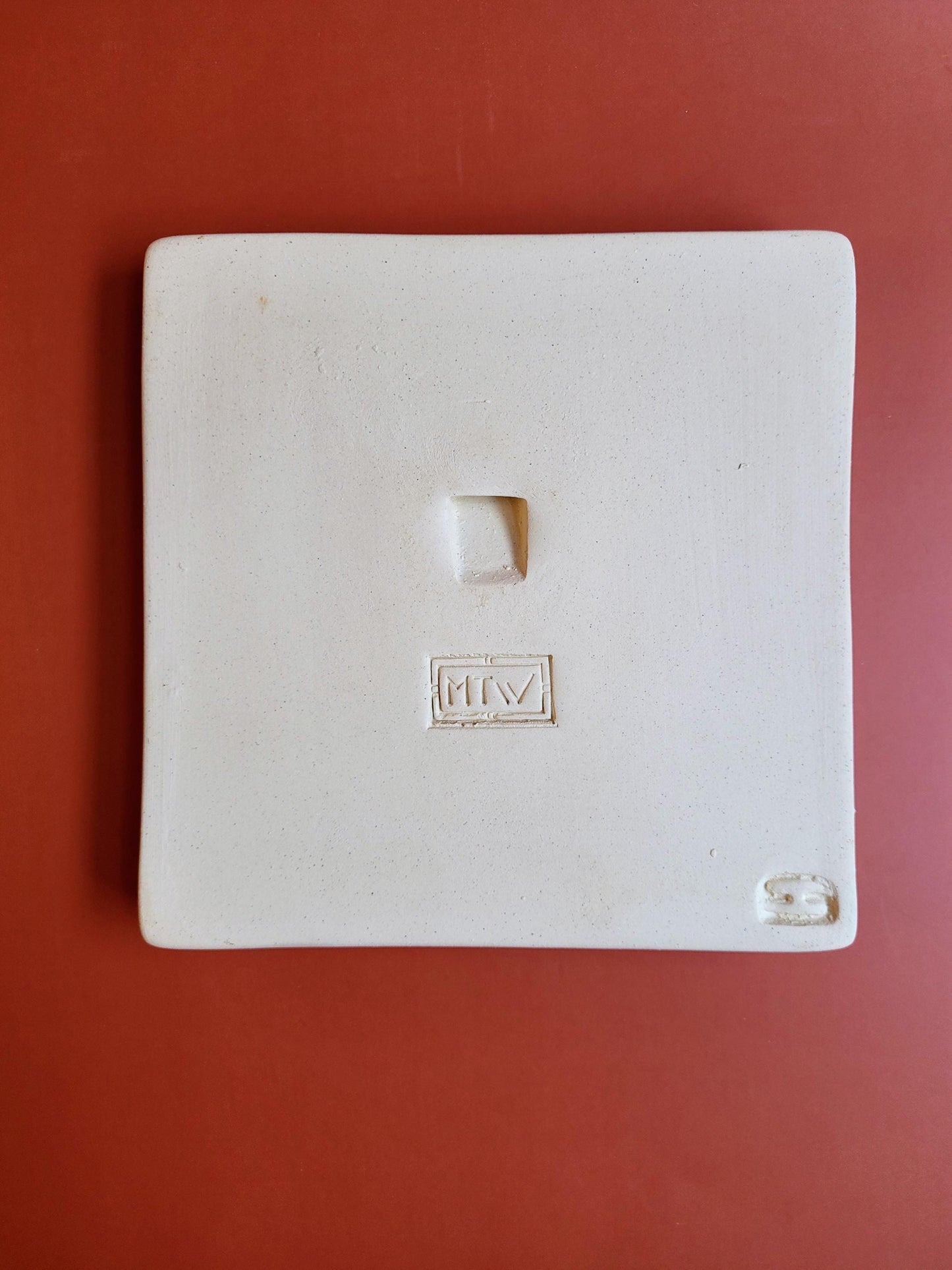 Handmade Ceramic Art Tile: Mid-Century Modern Library Scene