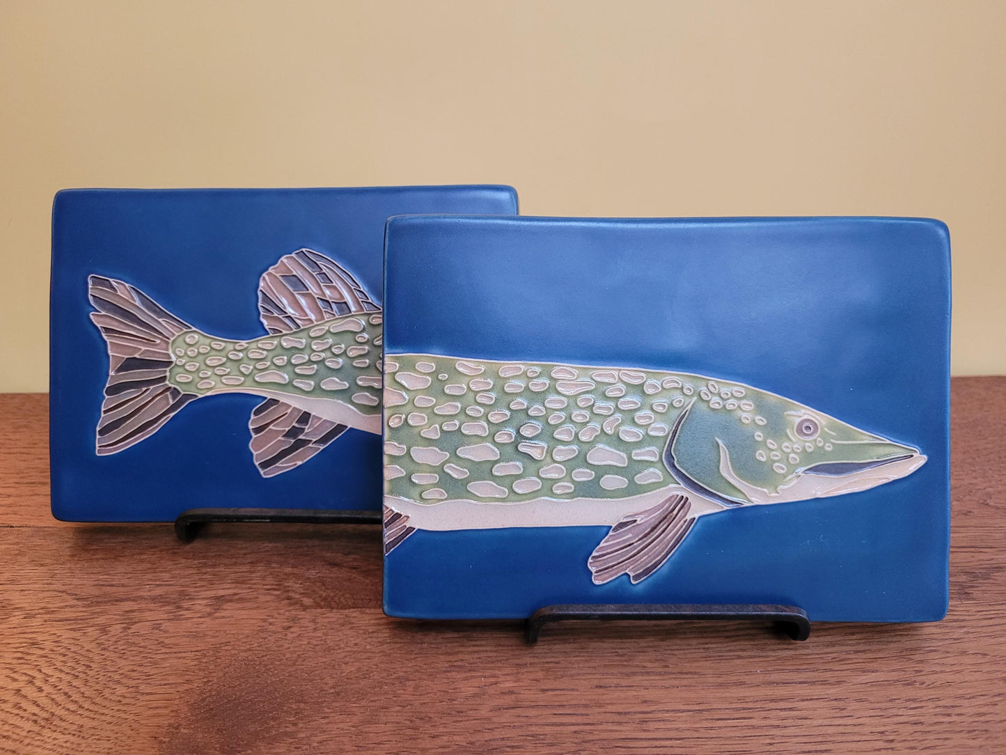 Norther Pike tile set, Handmade ceramic art tile