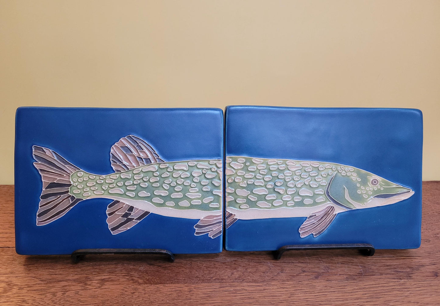 Norther Pike tile set, Handmade ceramic art tile