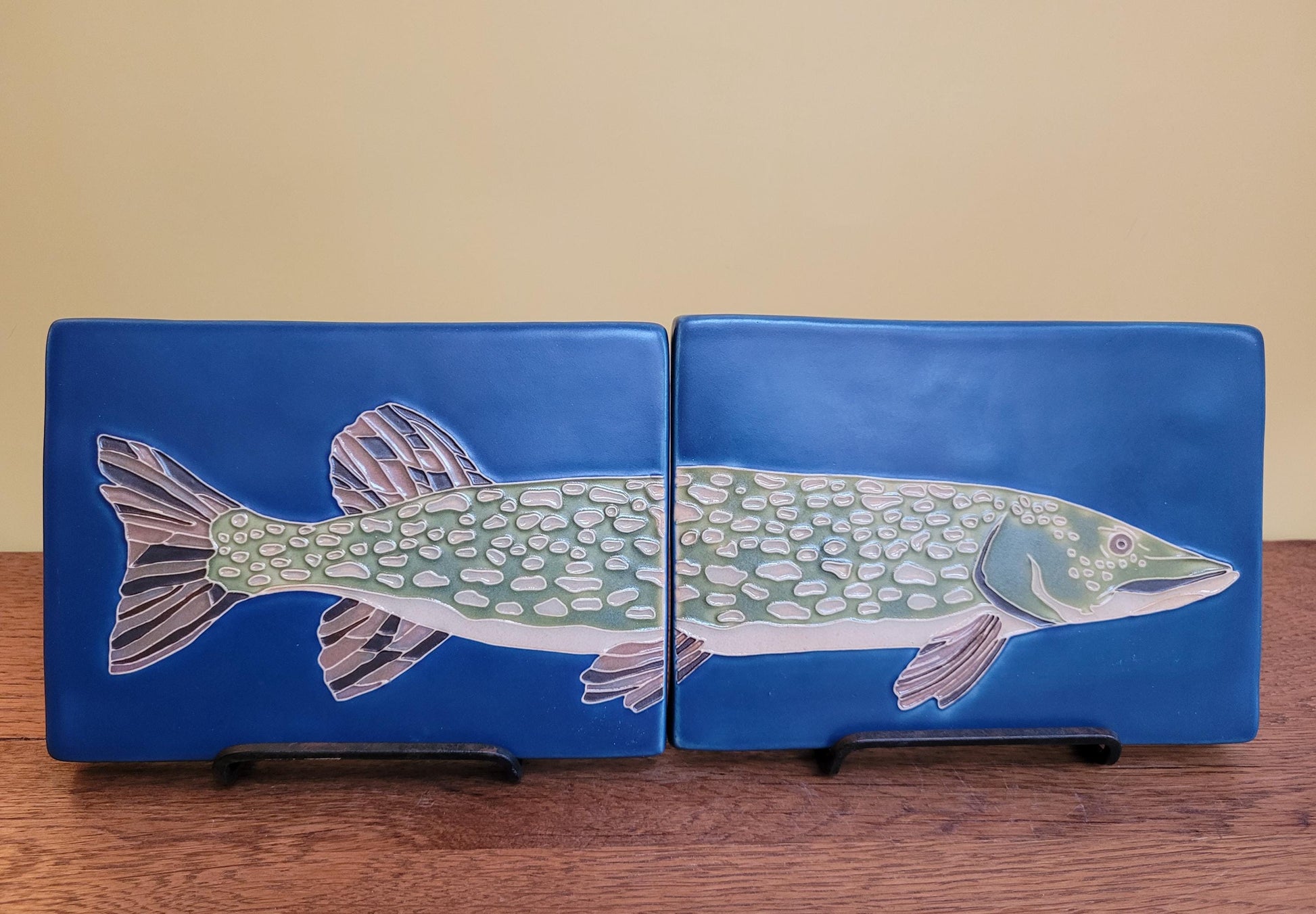 Norther Pike tile set, Handmade ceramic art tile